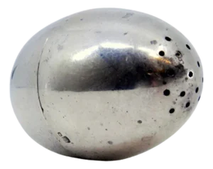 Silver Egg-Shaped Salt Shaker with Ballast Inside