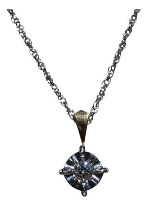 The Avonlea: Ladies 14K Two Tone Diamond Crown Style Solitaire Necklace