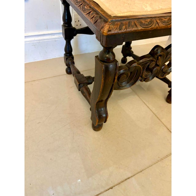 Antique Victorian Carved Oak Dining Chairs, 1860s, Set of 4 For Sale - Image 4 of 14