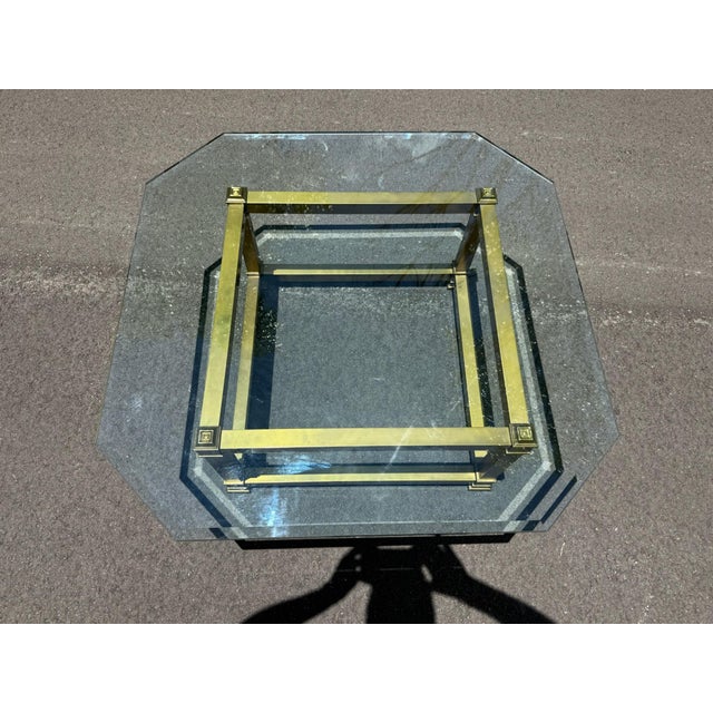 Mastercraft Mastercraft Brass Profile Coffee Table With Glass Top For Sale - Image 4 of 5