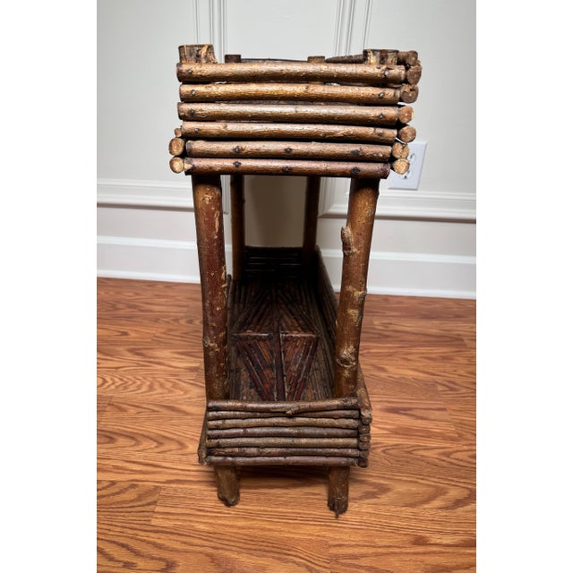 Early 20th Century Antique Adirondack Twig Two Tiered Side Table For Sale - Image 5 of 12