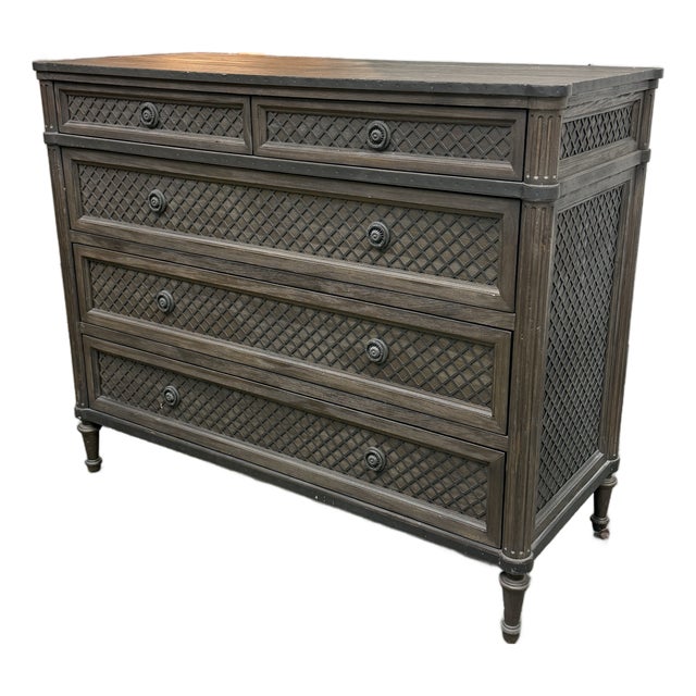 Restoration Hardware Louis XVI Treillage Five Drawer Dresser For Sale