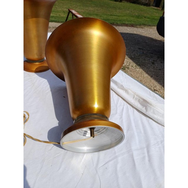 Vintage Gold Aluminum Lamps, 1960s, Set of 2 For Sale - Image 3 of 16