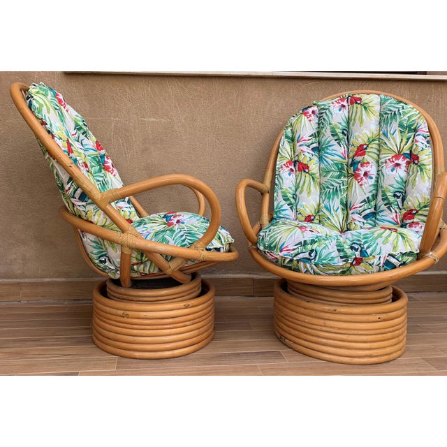 Mid 20th Century Italian Mid-Century Modern Bamboo Set of Lounge Patio with Settee and Rocking For Sale - Image 5 of 18