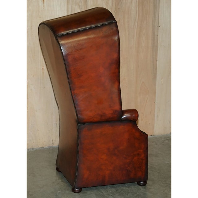 Late 20th Century Fully Restored Hand-Dyed Cigar Brown Leather Chesterfield Tufted Porters Armchair For Sale In Dallas - Image 6 of 13