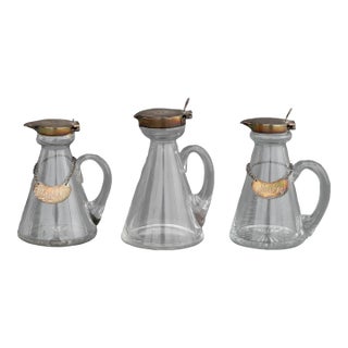 European Sterling Mounted Glass Whiskey Noggins, 3 For Sale