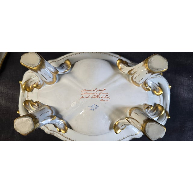 Covered Tureen with Stand in Porcelain with Gilded Vegetal Decoration from Le Tallec, Paris, France, 1960s For Sale - Image 15 of 16