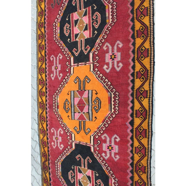Traditional 1970' S Oversized Vintage Turkish Anatolian Kilim Rug - 61"x193" For Sale - Image 3 of 13