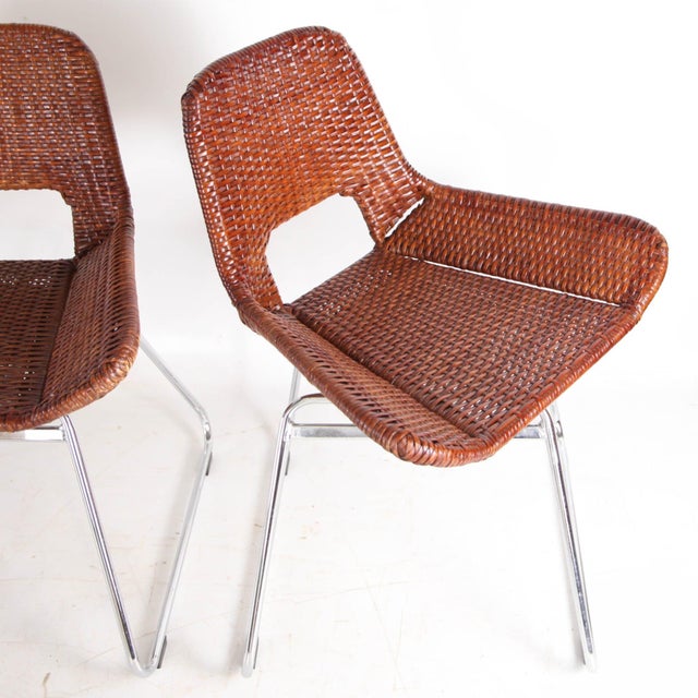Rattan and Chrome Chairs, 1990s, Set of 4 For Sale - Image 10 of 15