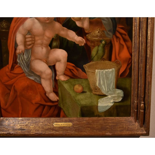 Follower of Maestro Del Pappagallo, Madonna, 1600, Oil on Board, Framed For Sale - Image 14 of 17