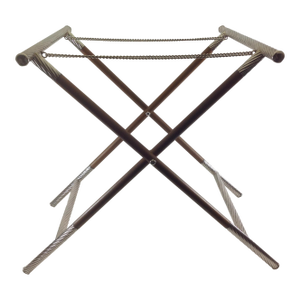 1990s New Silverplate Plain & Wood Collapsible Stand Only by Valsodo-Italy