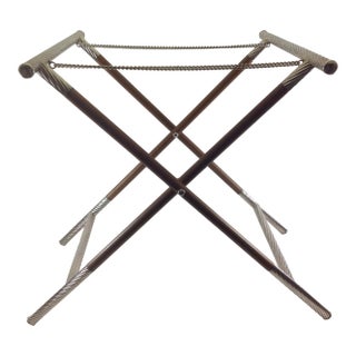 New 1990s New Silverplate Plain & Wood Collapsible Stand Only by Valsodo-Italy For Sale