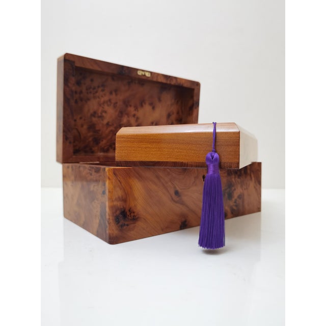 Orangish Burl Wood Keepsake Office Box For Sale - Image 6 of 13