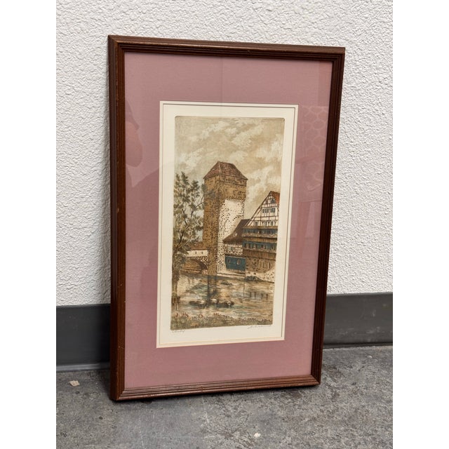 Traditional M. Leianne " Weinstadel" Etching, Vintage For Sale - Image 3 of 12