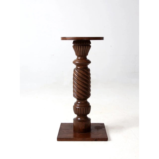 Brown Antique Wooden Pedestal Stand For Sale - Image 8 of 12
