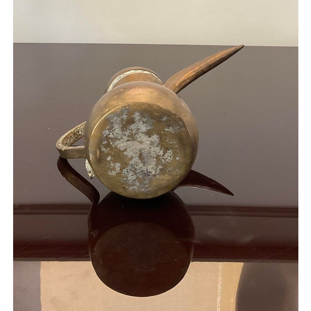 Tribal Antique Arabic Dallah Brass Coffee Pot For Sale - Image 3 of 10