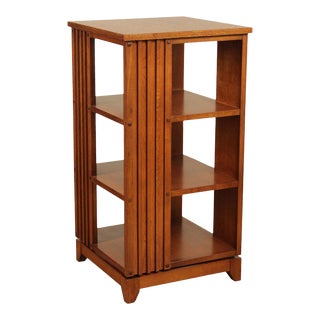 Mission Style Oak Revolving Three Tier Bookcase For Sale