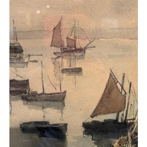 Henry Maurice Cahours, Return from Fishing, Watercolor, 1930s, Framed For Sale - Image 7 of 8