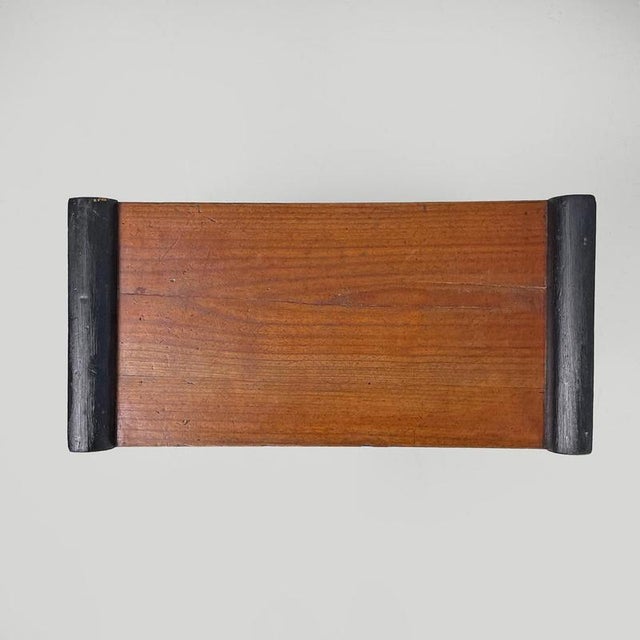 Wood Italian Art Deco Wooden Coffee Table with Painted Black Rounded Profiles, 1940s For Sale - Image 7 of 18