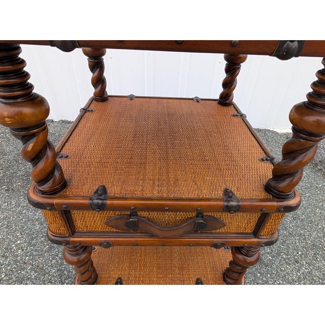 Vintage Theodore Alexander Wicker Rattan Barley Twist Étagère Accent Chest of Drawers For Sale In Washington DC - Image 6 of 17