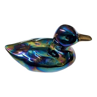 Late 20th Century Ceramica Yapacunchi Iridescent Ceramic Duck From Ecuador For Sale
