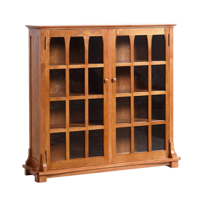 Mission Solid Oak Double Door Bookcase - Michael's Cherry For Sale In Chicago - Image 6 of 11