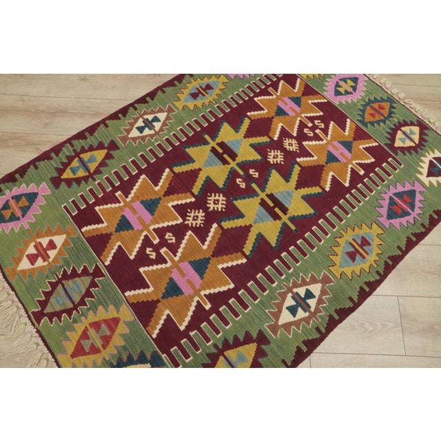 1970s Turkish Tribal Style Hand Knotted Oushak Kilim Rug For Sale - Image 9 of 13