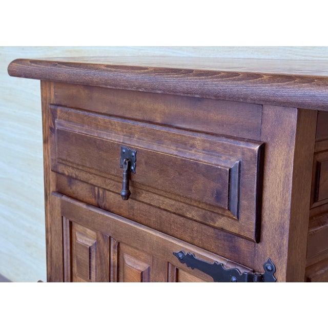 20th Spanish Nightstands with Drawer & Door, 1920, Set of 2 For Sale - Image 12 of 18