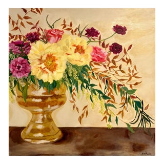 Impressionist Style Original Floral Still Life Acrylic Painting For Sale