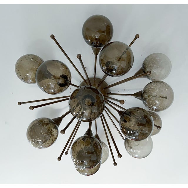 Italian 21st Century Mezzo Bronze Smoky Bubbles Murano Flush Mount by Fabio LTD For Sale - Image 3 of 10
