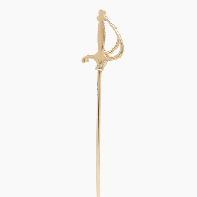 Vintage 14k Gold Figural Rapier or Dueling Sword Stickpin For Sale - Image 4 of 7