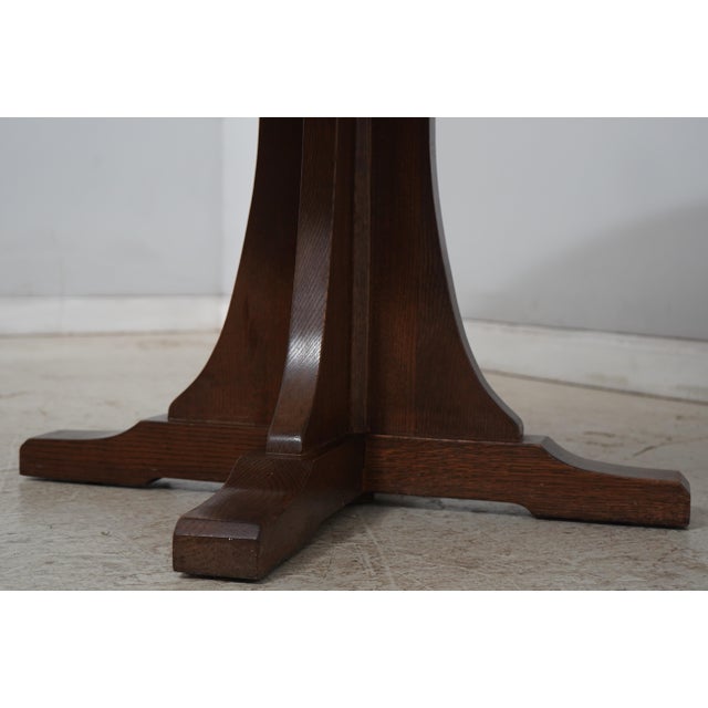 Wood Stickley Round Mission Oak 52 Inch Dining Room Table For Sale - Image 7 of 18