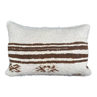 Turkish Hemp Pillow Cushion Natural Beige Brown Pillow Cushion Cover 16" x 24" For Sale