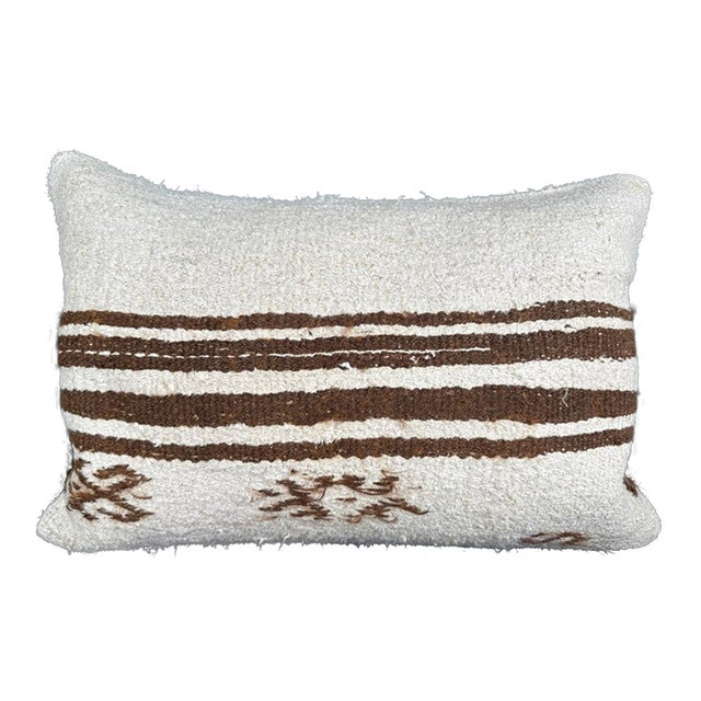 Turkish Hemp Pillow Cushion Natural Beige Brown Pillow Cushion Cover 16" x 24" For Sale