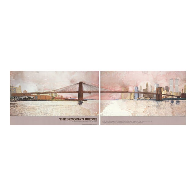 David Lingwood - Brooklyn Bridge -Diptych- 1983 Offset Lithograph 25.5" X 80" For Sale