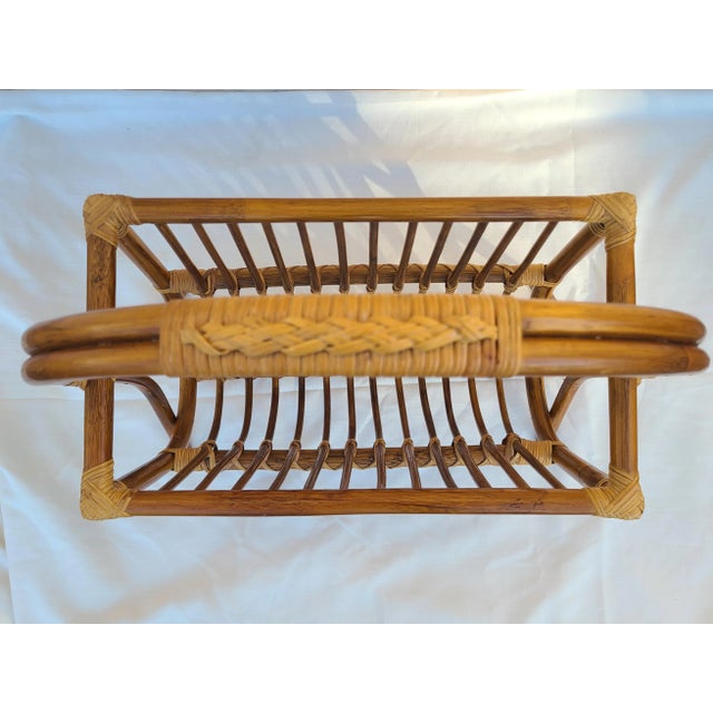 Vintage Bamboo Rattan Magazine Rack For Sale In Tampa - Image 6 of 11