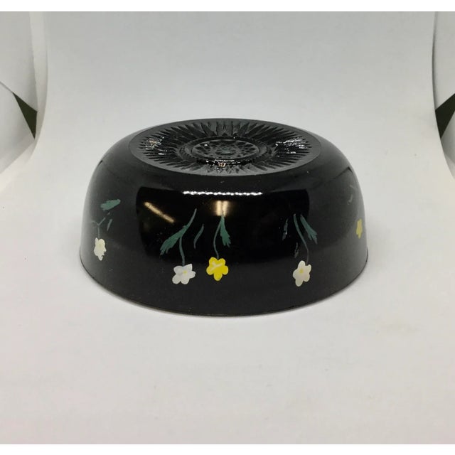 Glass Vintage 1950s Black Glass Hand Painted Trinket Dish For Sale - Image 7 of 10