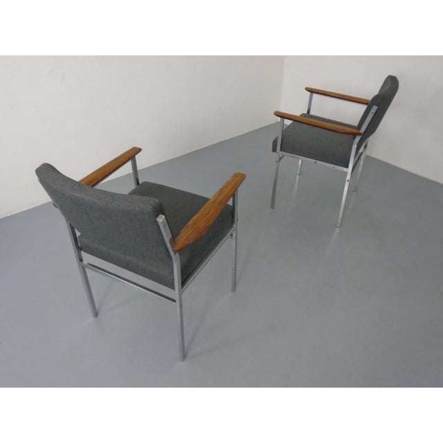 Brown Vintage Square Tubular Tulipwood and Steel Armchairs, Germany, 1960s, Set of 2 For Sale - Image 8 of 15