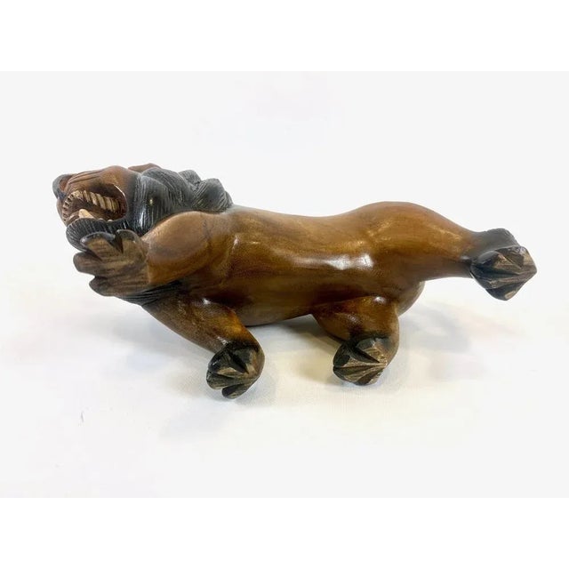 1930s Vintage Wooden Carved Lion Figure, 1930s For Sale - Image 5 of 12