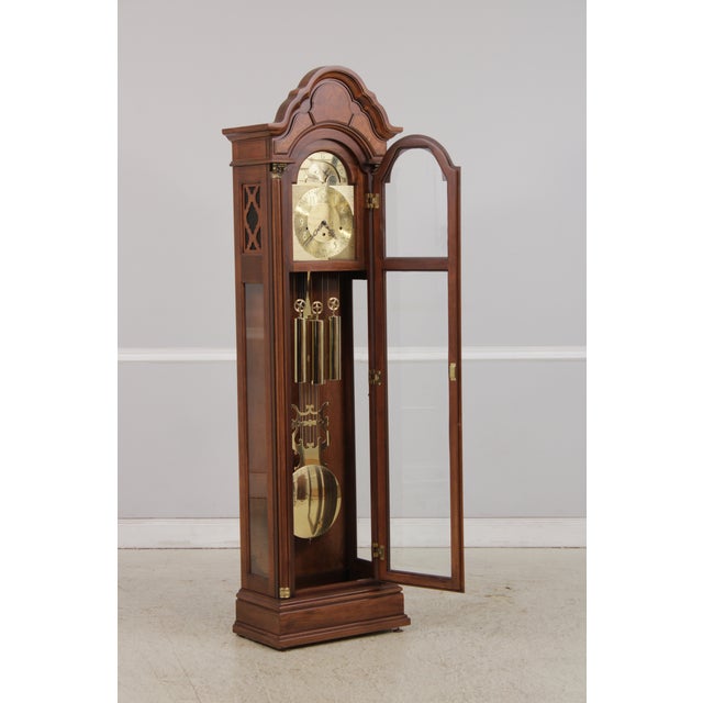 Pearl Cherry Tall Case Grandfather Clock For Sale - Image 4 of 18