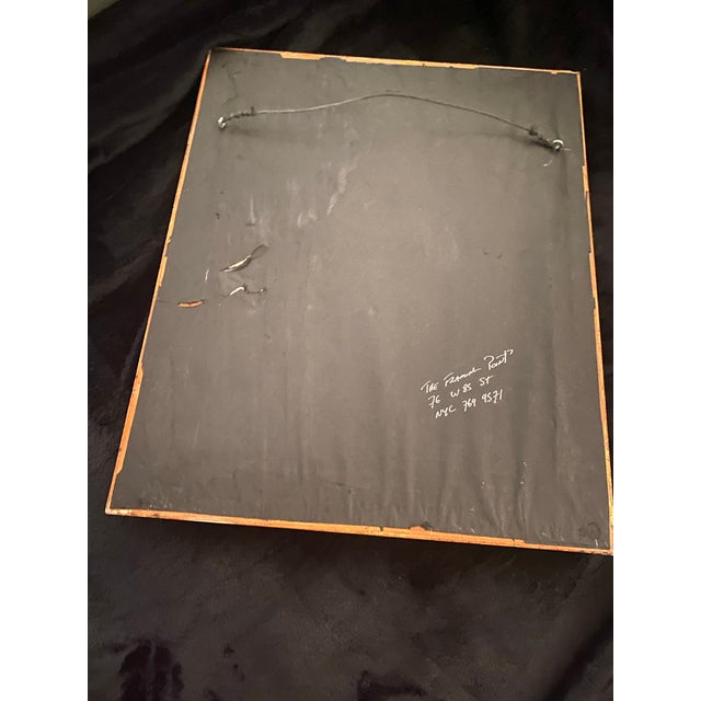 1980s Vintage Checkered Wooden Frame Beveled Glass Mirror For Sale - Image 5 of 12