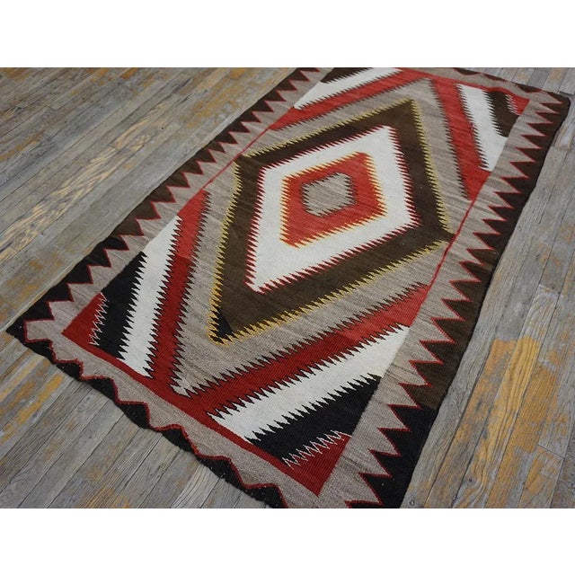 Excellent and Authentic With Dimensinal Design in Gray, Red and Brown Color American Navajo Rug For Sale - Image 4 of 15