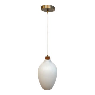 Danish Mid Century Modern Opaline Glass Pendant Light For Sale