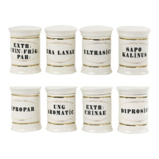 Antique-Style Small Ceramic Apothecary Jars - Set of 8 For Sale
