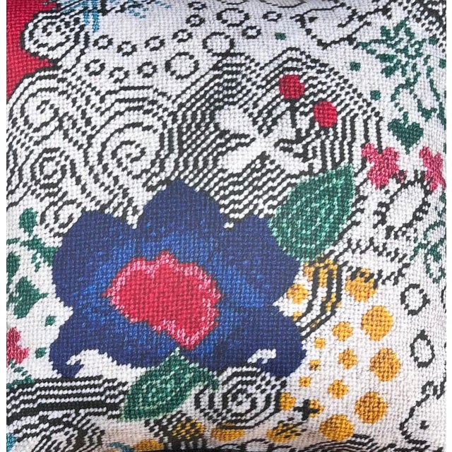 Organic Cotton Sateen "Wild World" Feather Down Pillow, Custom, Original For Sale - Image 4 of 8