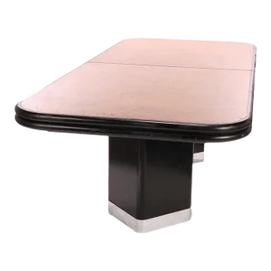 Mid-Century Modern Ebonized & Birdseye Maple Banquet Conference Table, Circa 1960