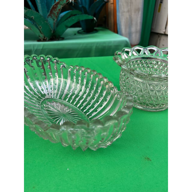 Pair of Vintage French Lace Crystal Bowls For Sale - Image 9 of 9