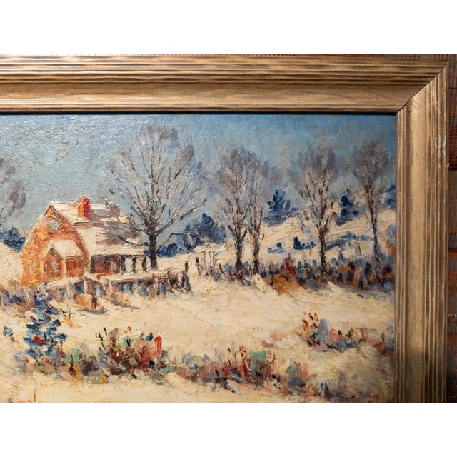Early 20th Century American Impressionist Landscape Painting With Farmhouse, Unsigned For Sale In New York - Image 6 of 9