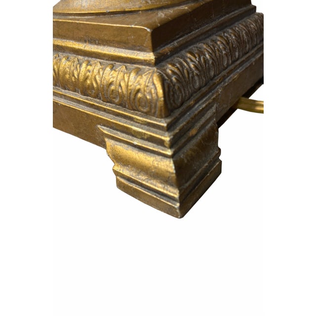 Vintage Berman 24” Cast Metal Table Lamp – Milano Gold Finish – Model 520g Circa 1960's For Sale In San Diego - Image 6 of 12