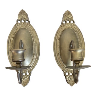 Vintage Mid 20th Century Brass Candle Sconces - a Pair For Sale